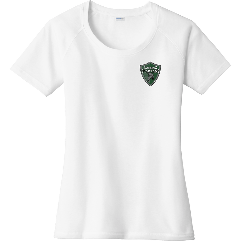 Lansing Spartans Ladies PosiCharge Tri-Blend Wicking Scoop Neck Raglan Tee