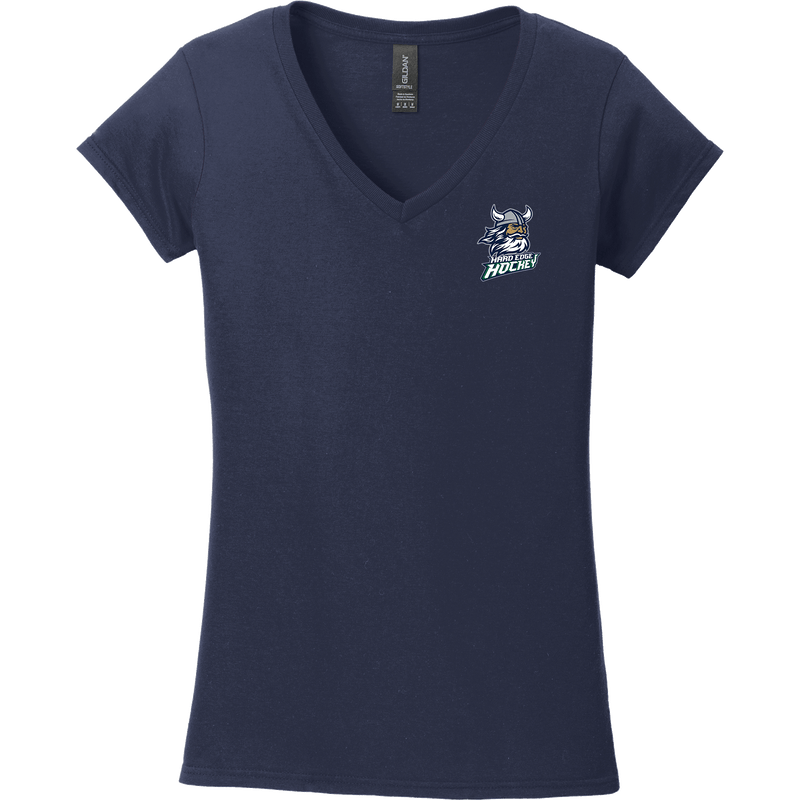 Hard Edge Hockey Softstyle Ladies Fit V-Neck T-Shirt