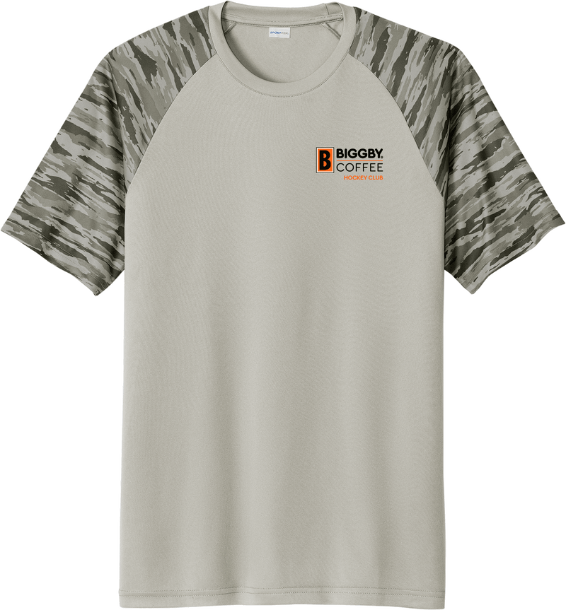 Biggby Coffee Hockey Club Drift Camo Colorblock Tee