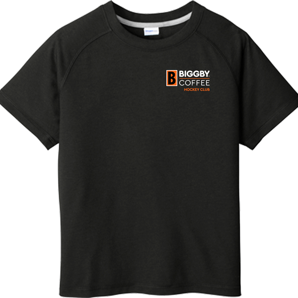 Biggby Coffee Hockey Club Youth PosiCharge  Tri-Blend Wicking Raglan Tee